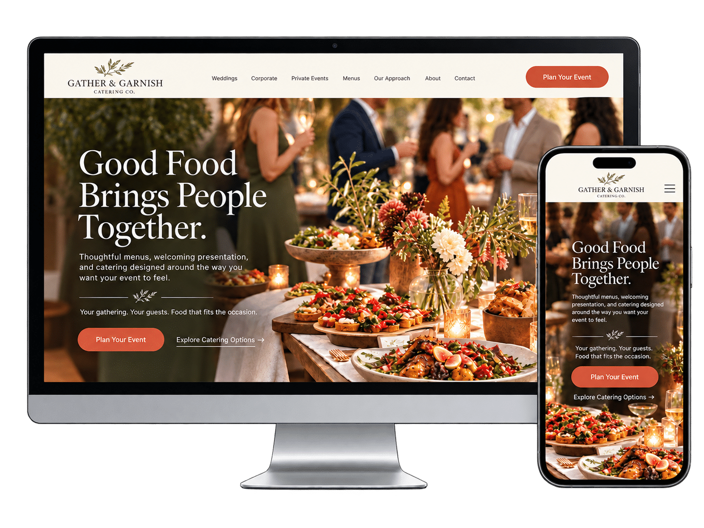 Catering Website Concept Catering website design concept shown on desktop and mobile devices